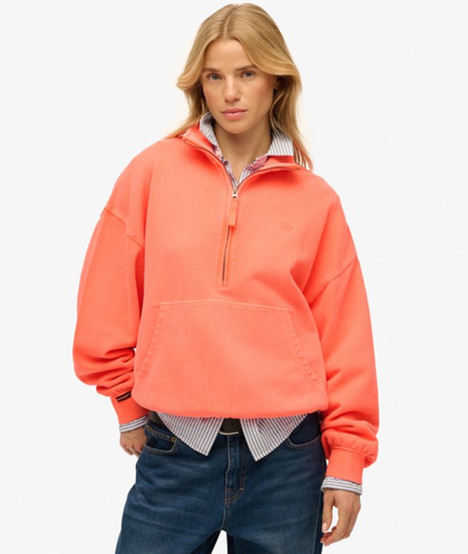 Superdry Damen Studios Sweatshirt mit Reißverschluss Cream - Größe: 40 von Superdry