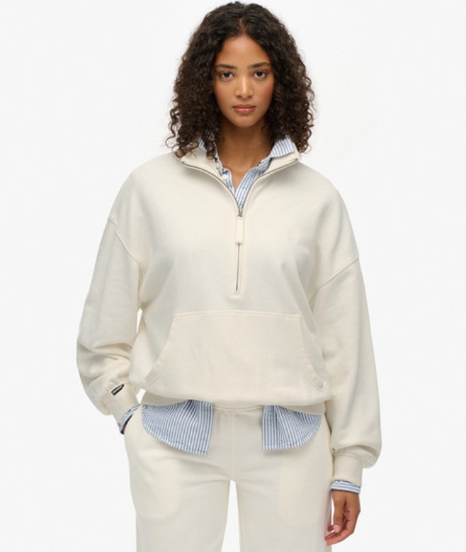 Superdry Damen Studios Sweatshirt mit Reißverschluss White - Größe: 36 von Superdry