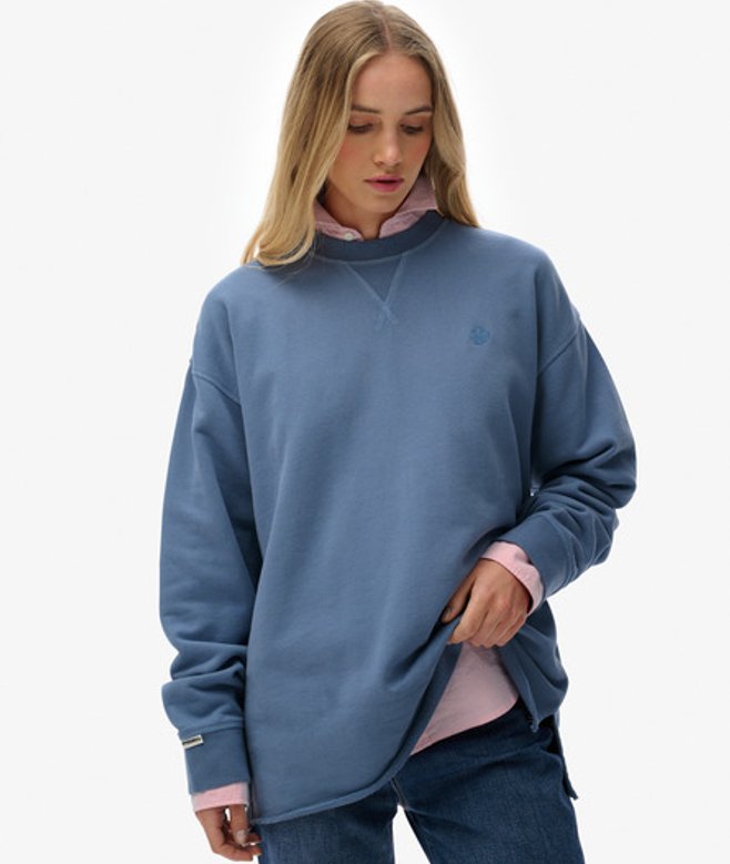 Superdry Damen Studios Sweatshirt mit Rundhalsausschnitt Light Blue - Größe: 38 von Superdry