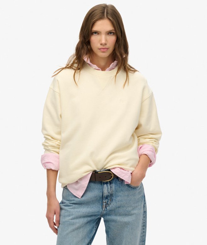 Superdry Damen Studios Sweatshirt mit Rundhalsausschnitt Weiß - Größe: 36 von Superdry