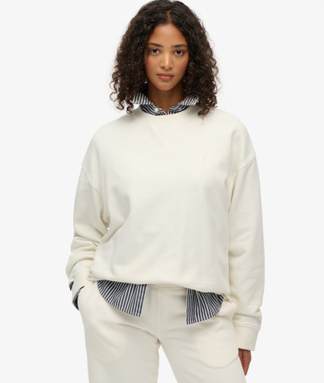Superdry Damen Studios Sweatshirt mit Rundhalsausschnitt White - Größe: 40 von Superdry