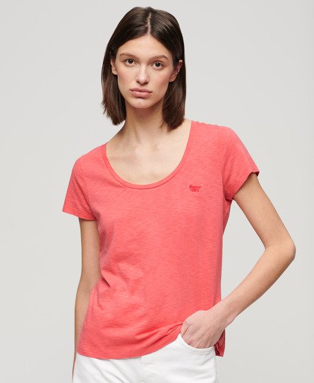 Superdry Damen Studios T-Shirt mit U-Ausschnitt Pink - Größe: 34 von Superdry