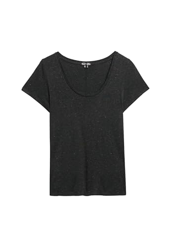 Superdry Damen Studios T-Shirt mit tiefem Ausschnitt Schwarz Metallic 40 von Superdry