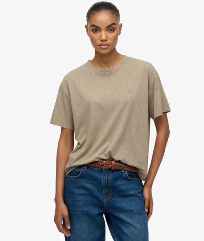Superdry Damen Studios Crew T-shirt Beige - Größe: 44 von Superdry