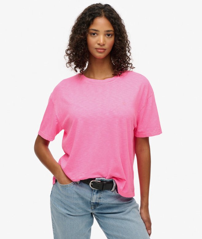 Superdry Damen Studios Crew T-shirt Pink - Größe: 44 von Superdry