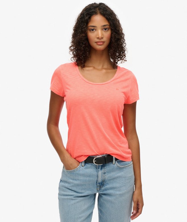 Superdry Damen Studios T-shirt mit Tiefem Ausschnitt Cream - Größe: 40 von Superdry