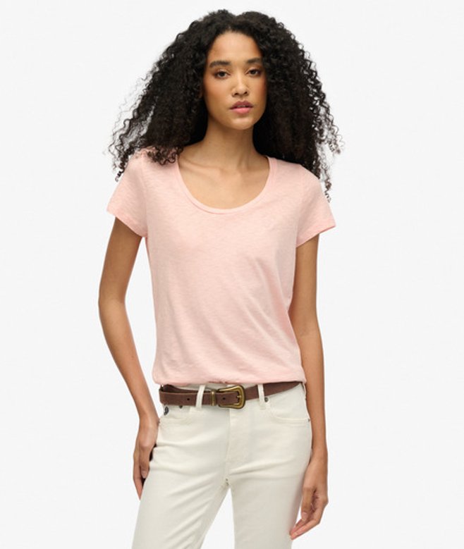 Superdry Damen Studios T-shirt mit Tiefem Ausschnitt Pink - Größe: 42 von Superdry