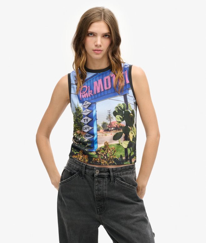 Superdry Damen Grau, Blau und Grün Sub Oberteil mit Print, Größe: 40 von Superdry