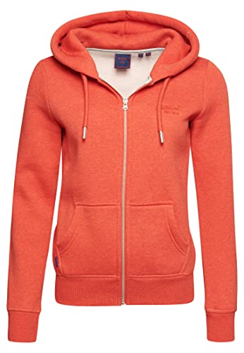 Superdry Damen Vintage Logo Kapuzenjacke mit Stickerei Leuchtendes Orange Meliert 36 von Superdry