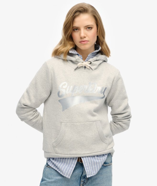 Superdry Women's Super Athletics Kapuzenpullover Hellgrau - Größe: 42 von Superdry