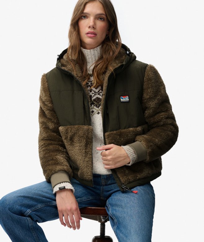 Superdry Damen Superweiche Hybrid-jacke mit Reißverschluss Beige - Größe: 44 von Superdry