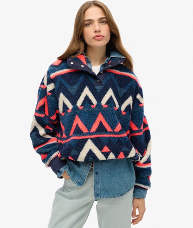 Superdry Damen Superweicher Bedruckter Teddy-fleece Marineblau - Größe: 44 von Superdry