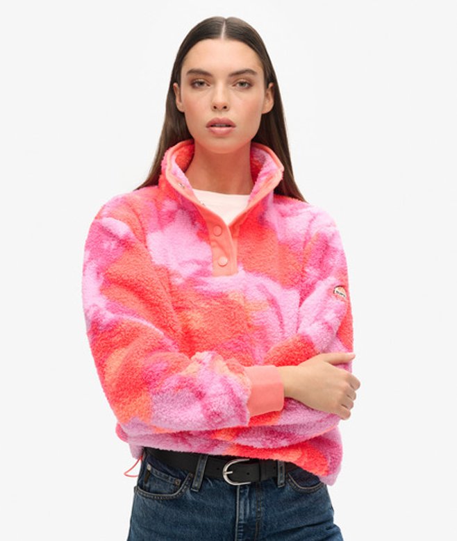Superdry Damen Superweicher Bedruckter Teddy-fleece Pink - Größe: 42 von Superdry