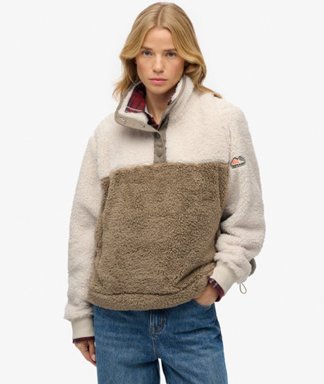Superdry Damen Superweicher Mash Up Teddy-fleece Beige - Größe: 38 von Superdry