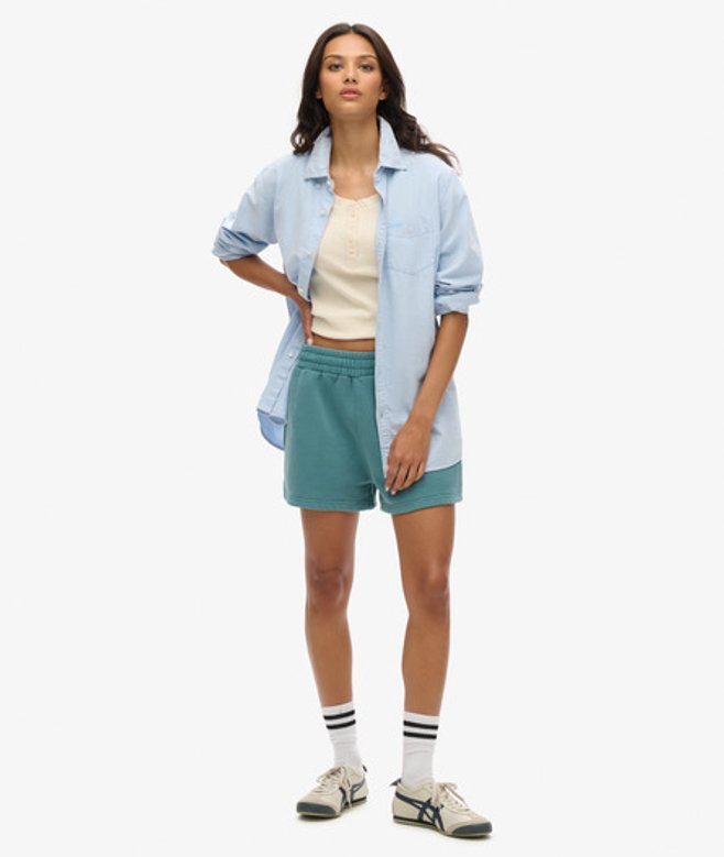 Superdry Damen Sweatshorts in Vintage-waschung Türkis - Größe: 42 von Superdry