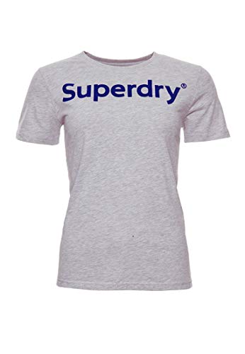 Superdry Damen Flock T-Shirt Grau Meliert 40 von Superdry