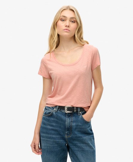 Superdry Damen Studios T-Shirt mit U-Ausschnitt Pink - Größe: 36 von Superdry