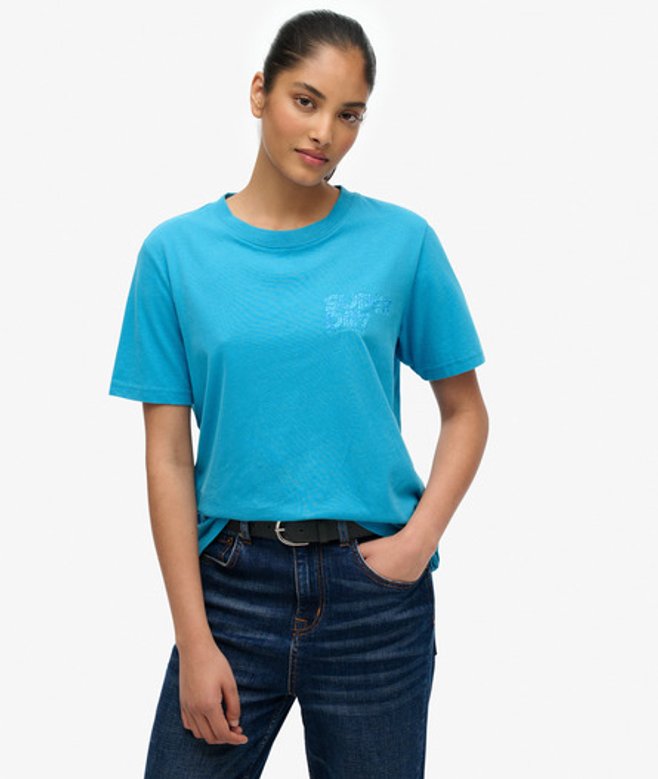 Superdry Damen T-shirt in Neonfarben Blue - Größe: 44 von Superdry