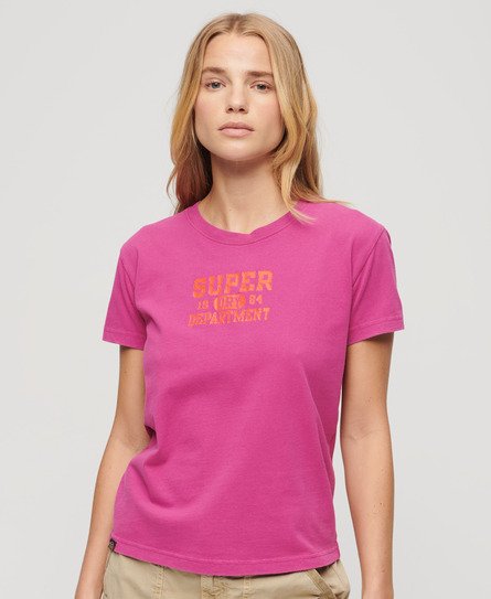 Superdry Damen Tailliertes Super Athletics T-Shirt Lila - Größe: 38 von Superdry