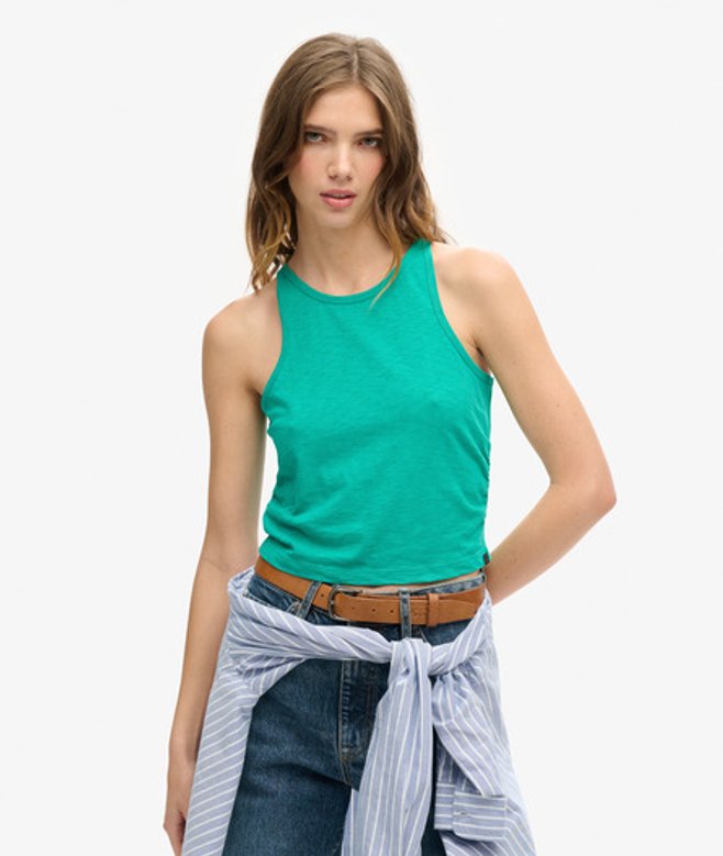 Superdry Damen Tanktop Mit Raffung, Grün, Größe: 40 von Superdry