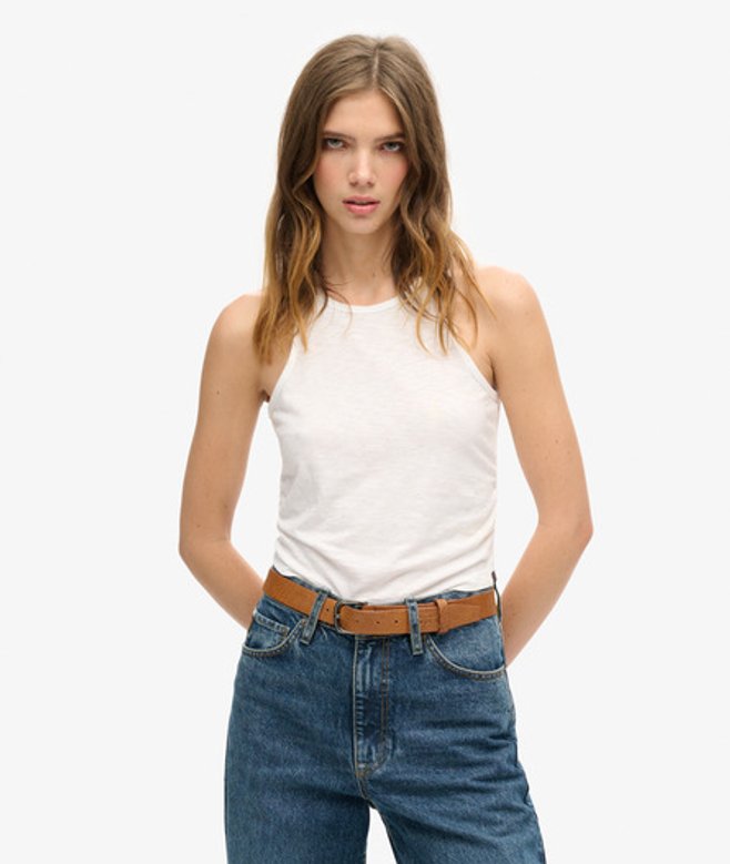 Superdry Damen Tanktop mit Raffung Weiß - Größe: 40 von Superdry