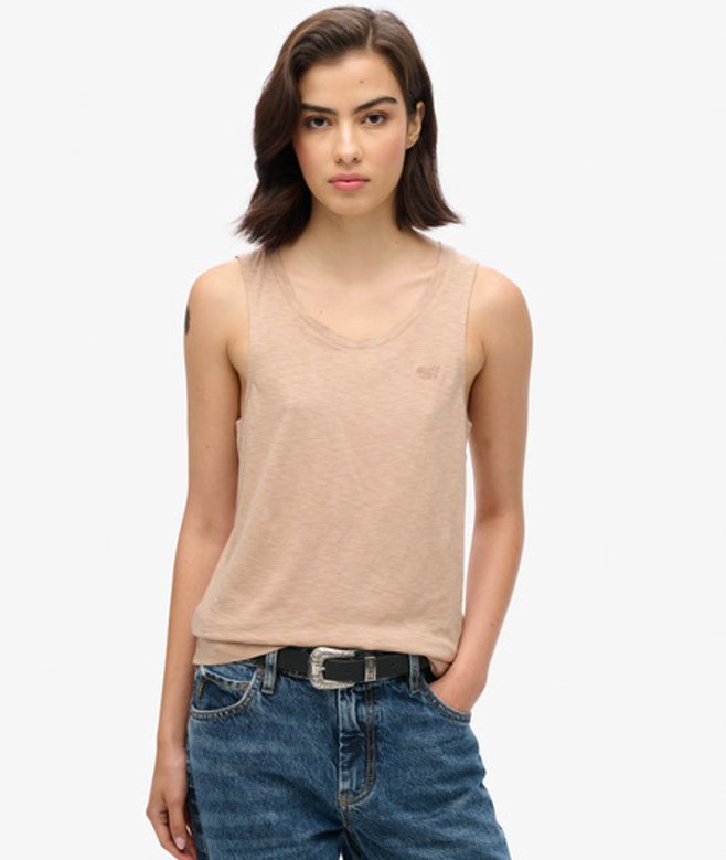 Superdry Damen Tanktop mit Weitem Rundhalsausschnitt Beige - Größe: 38 von Superdry