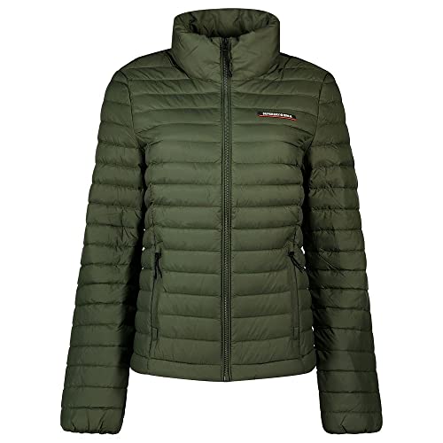 Superdry Damen Tech Core Daunenjacke, schmale Passform, klassisches Steppdesign, Grün (Dark Moss), 32 von Superdry