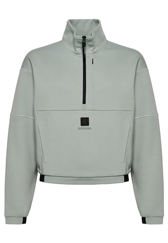 Superdry Damen Tech kastiges Sweatshirt mit halblangem Reißverschluss Helles Jadegrün 38 von Superdry