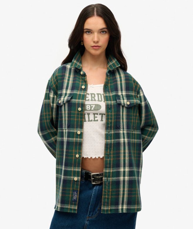 Superdry Damen The Merchant Store - Hemd mit Karomuster in Übergröße Grün - Größe: Xxl von Superdry