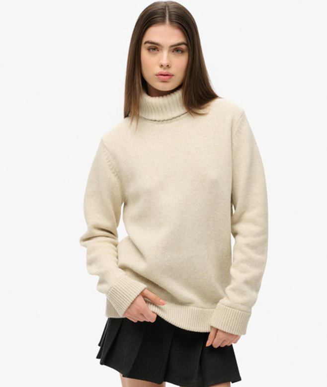 Superdry Damen The Merchant Store - OverGrößed Rollkragenpullover Creme - Größe: Xxl von Superdry