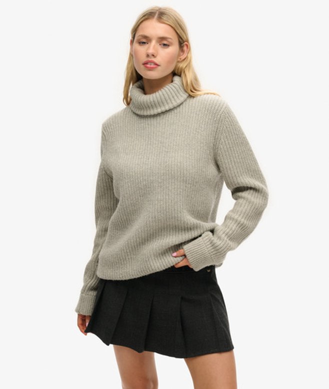 Superdry Damen The Merchant Store - OverGrößed Rollkragenpullover Hellgrau - Größe: Xxl von Superdry