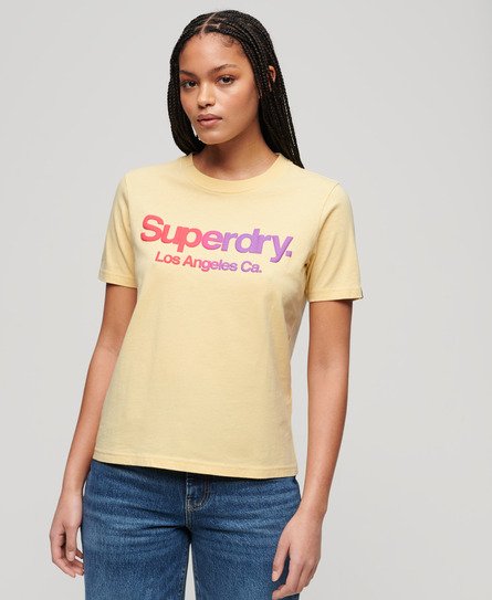 Superdry Damen Tonal Rainbow Core T-Shirt Gelb - Größe: 36 von Superdry