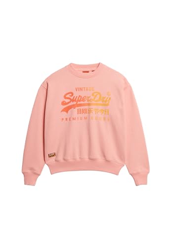 Superdry Damen Tonal Vl Loose Sweatshirt, Pfirsichrosa Marl, 38 von Superdry