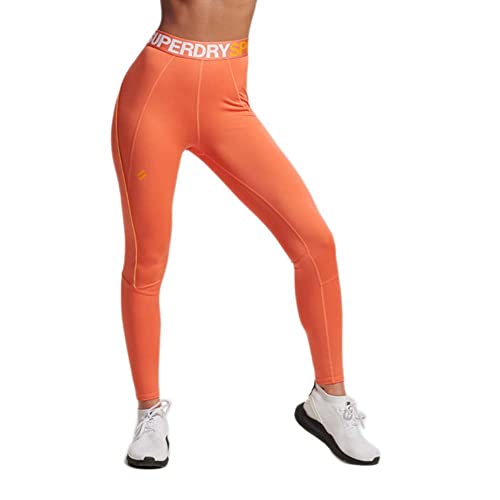 Superdry Damen Train Branded Elastic Legging Kapuzenpullover, Cali Coral, 40 von Superdry