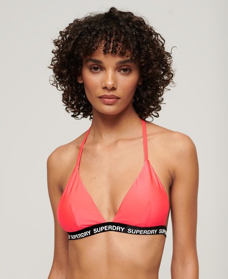 Superdry Damen Triangel-Bikinioberteil mit Elastikeinsatz Pink - Größe: 40 von Superdry