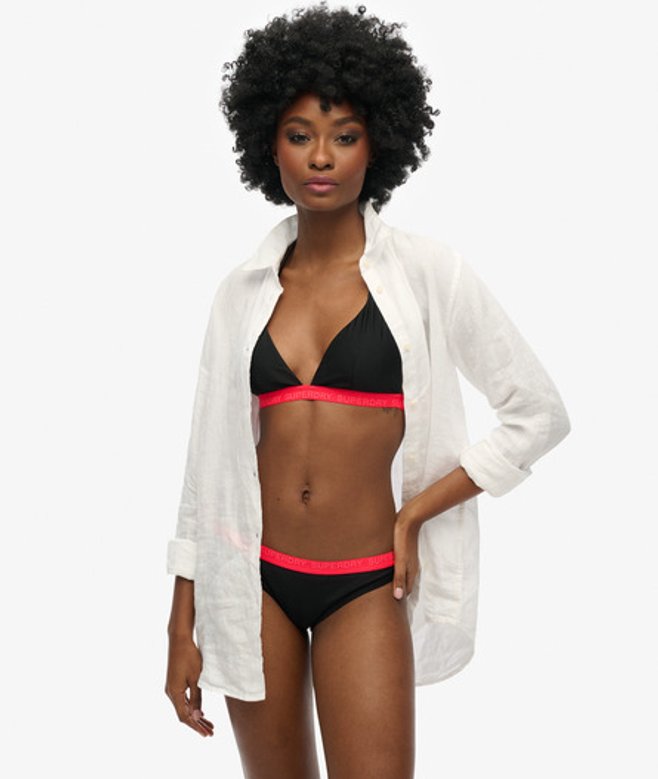 Superdry Damen Triangel-bikinioberteil mit Elastikeinsatz Schwarz - Größe: 38 von Superdry