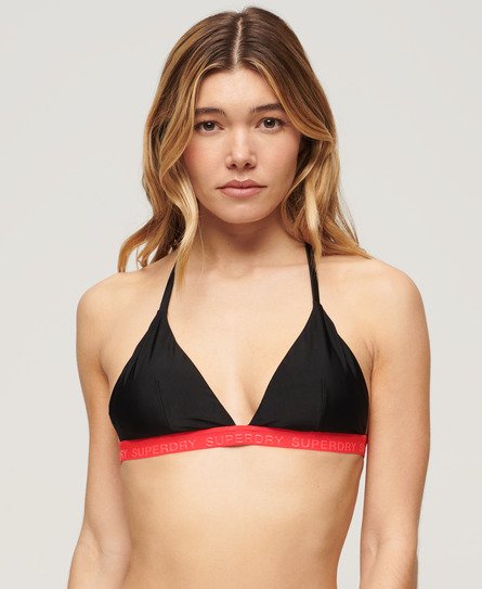 Superdry Damen Triangel-Bikinioberteil mit Elastikeinsatz Schwarz - Größe: 40 von Superdry