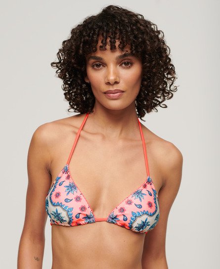 Superdry Damen Triangel-Bikinioberteil mit Schnürung Pink - Größe: 38 von Superdry