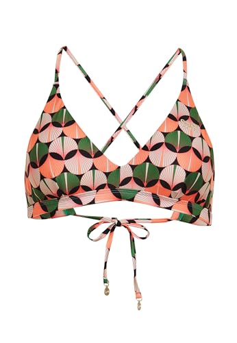 Superdry Damen Triangel-Bikinioberteil mit überkreuzten Rückenträgern Orange Geo 38 von Superdry