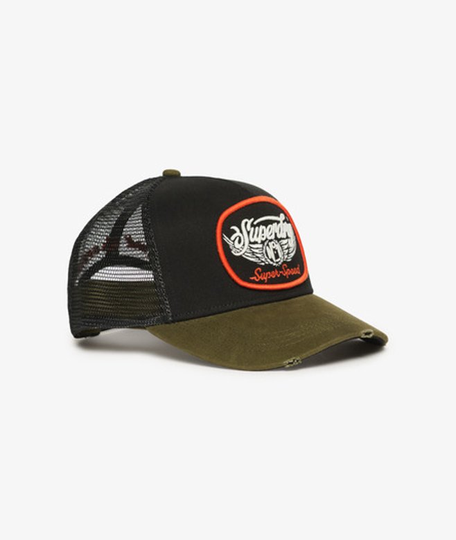 Superdry Damen Grün und Weiß Trucker Cap aus Mesh-Gewebe von Superdry