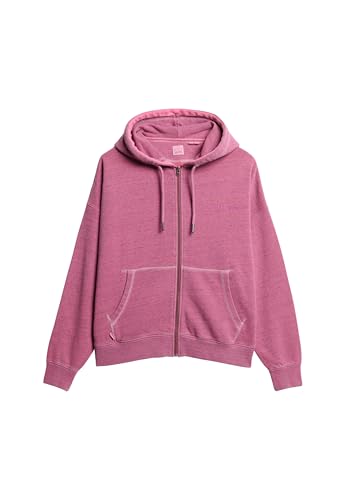 Superdry Damen Überfärbte Essential Kapuzenjacke mit Logo Shocking Pink 36 von Superdry