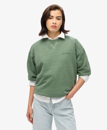 Superdry Damen Überfärbtes Essential Sweatshirt mit Logo Grün - Größe: 42 von Superdry