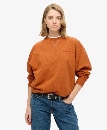 Superdry Damen Überfärbtes Essential Sweatshirt mit Logo Orange - Größe: 42 von Superdry
