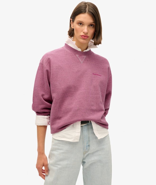 Superdry Damen Überfärbtes Essential Sweatshirt mit Logo Pink - Größe: 38 von Superdry