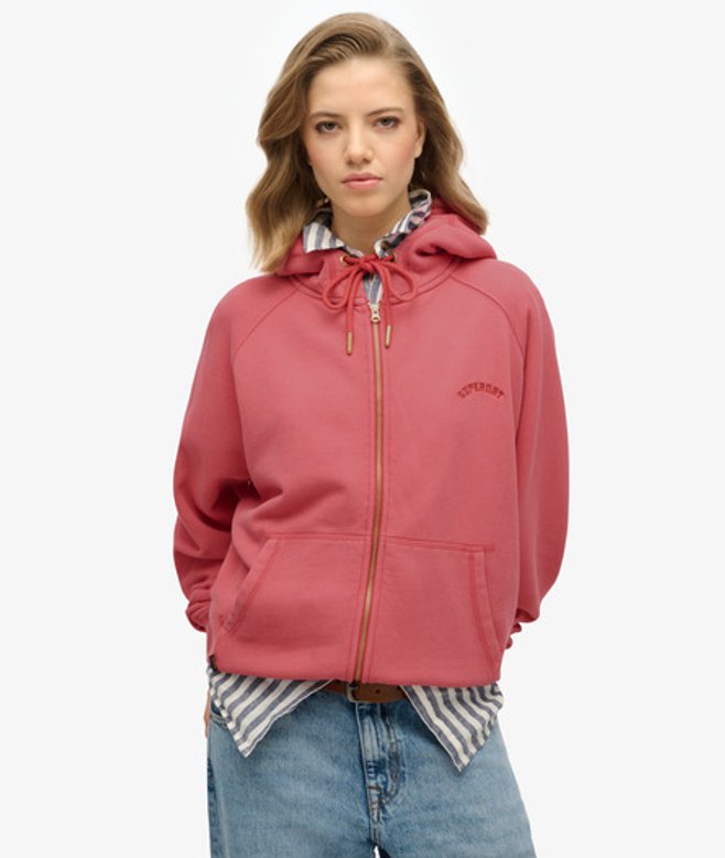 Superdry Damen Übergroße Essential Logo Raglan-kapuzenjacke Rot - Größe: 38 von Superdry