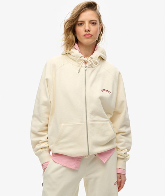 Superdry Damen Übergroße Essential Logo Raglan-kapuzenjacke Weiß - Größe: 38 von Superdry