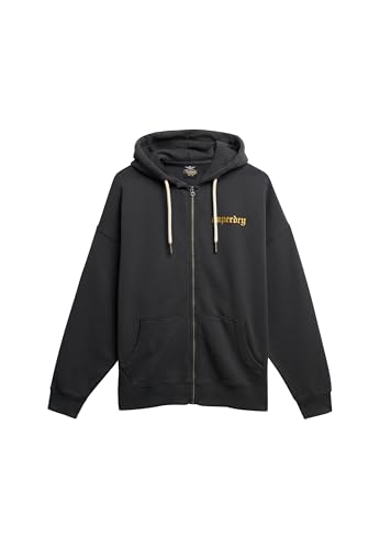 Superdry Damen Übergroße Old School Tattoo Kapuzenjacke mit Rundhalsausschnitt Verwaschenes Schwarz 34 Superdry Damen Übergroße Old School Tattoo Kapuzenjacke mit Rundhalsausschnitt Verwaschenes Schwarz 34 von Superdry