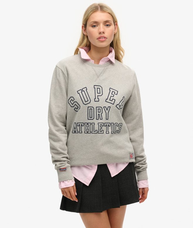 Superdry Damen Übergroßes Athletic Sweatshirt mit Print Grau - Größe: Xxl von Superdry