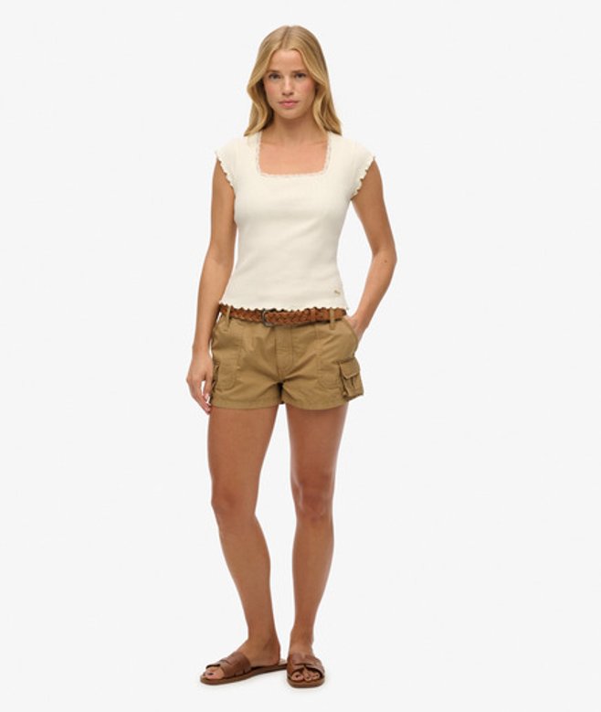 Superdry Damen Utility Cargoshorts Hellbraun - Größe: 40 von Superdry