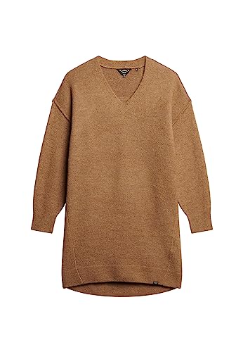 Superdry Damen V Neck Knit Jumper Dress Kapuzenpullover, Corps Beige Marl, 32 von Superdry